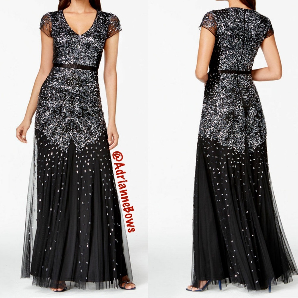 Adrianna Papell Sequin Embellished Maxi Evening Gown size 12